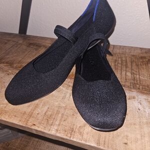 Rothy's Black Knit Mary Jane Flats with Strap Detail